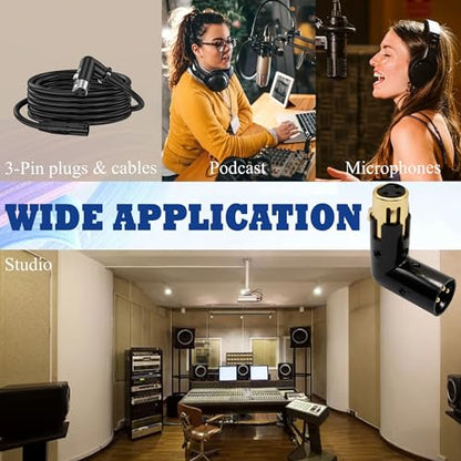 XLR Male to Female Right Angle Adapter Adjustable 3-PIN XLR 90 Degree Connector for Audio Cables PA Systems 2PCS - style: 2PCS 90D XLR Male to Female Adapter