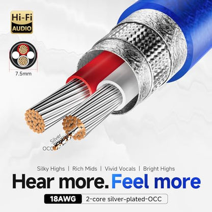 TODN RCA Cables 3ft Audiophile with Silver-Plated-OCC and Triple Shielded | Treble Resolution, Noise Reduction, RCA Male to RCA Male, 24K Gold-plated Plug, Left and Right Channel - color: Silver-plated-ULTRA, size: 3ft/1m