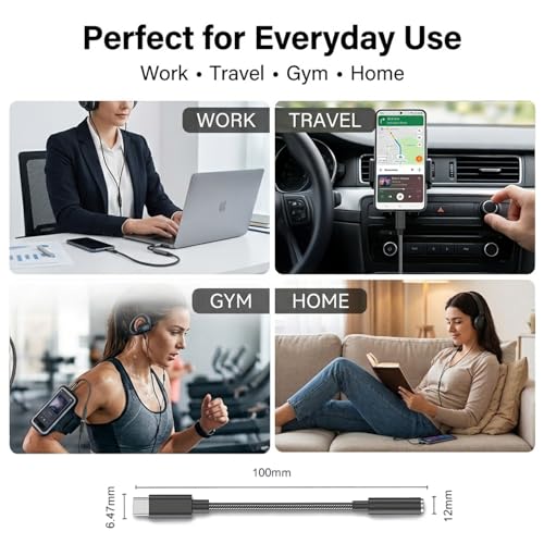 USB C to 3.5mm Audio Adapter, Type C to Aux Headphone Jack