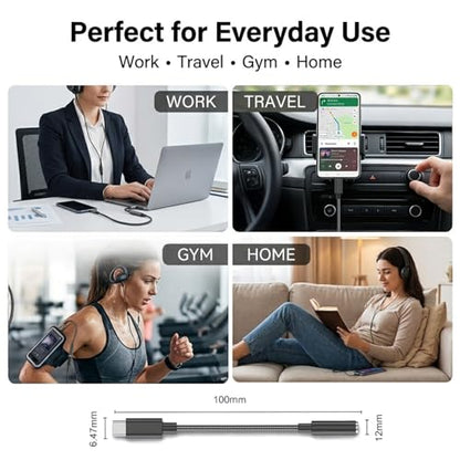 USB C to 3.5mm Audio Adapter, Type C to Aux Headphone Jack