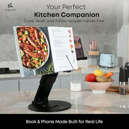 3 in 1 Laptop Stand for Desk, Book Stand & Phone Holder, Sky Black | Ergonomic Laptop Riser for Desk, Fits 11 to 18” Laptops with 2-21” Height Adjustability & 360° Swivel Rotation - Model 3