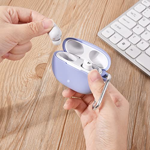 AIRSPO Silicone Case Compatible with Beats Studio Buds Case 2021 Soft Protective Cover for Beats Wireless Earbuds with Keychain (Lilac) - color: Lilac