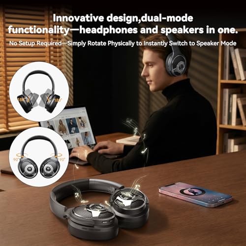 Bluetooth Over Ear Headphones Noise Cancelling 63H Long Playtime Foldable | 3 in 1 Over Ear Bluetooth Headphones Speaker with TF Card 6.0 Bluetooth 3D HiFi Stereo Sound for Music/Gaming/Outdoor Travel