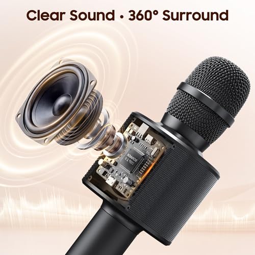BONAOK Wireless Bluetooth Karaoke Microphone,3-in-1 Portable Handheld Karaoke Mic Speaker Machine Home Party Birthday for All Smartphones Q37 (Black) - color: Black