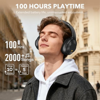 YMOO Active Noise Cancelling Headphones for Airplane Travel | LDAC Hi-Res Audio, Wired Wireless ANC, 100H Playtime Over Ear Headphones, Custom EQ via App, Bluetooth 6.0 Headset for All