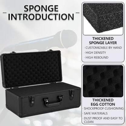 20 Inch Carrying Case with Customizable Pre-Diced Foam | Aluminum Case, Aluminum Alloy Sturdy Build, Storage Case for Microphone, Equipment, Camera, Tools, Recorder, etc - size: 20.4x10.2x7.9 Inch