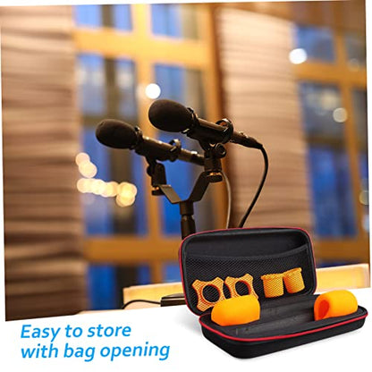 Holibanna Microphone Storage Case with Padded Sponge Covers Slip Rings Bottom Holders Capacity Protective Bag for Microphones Accessories for Travel Studio Use