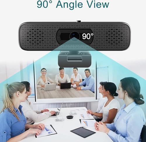 3-in-1 2K Webcam with Dual Speakers & 4 Noise-Canceling Mics, USB Plug & Play Computer Camera with Privacy Cover for Zoom Meeting Online Teaching Video Calling