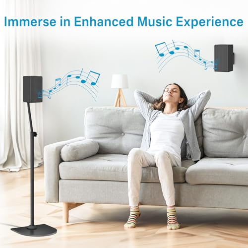 Speaker Stands Pair for Samsung HW-Q990F/Q990H/Q990C/Q990D Rear Speaker Stand with Wall Mount - Height Adjustable Speaker Floor Stands for Q Series Samsung Speaker Stands Pair with Keyhole&Thread Hole