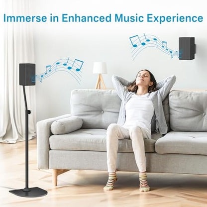 Speaker Stands Pair for Samsung HW-Q990F/Q990H/Q990C/Q990D Rear Speaker Stand with Wall Mount - Height Adjustable Speaker Floor Stands for Q Series Samsung Speaker Stands Pair with Keyhole&Thread Hole