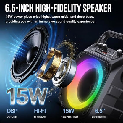 Karaoke Machine, Portable Bluetooth Speaker with 2 Wireless Mics for Adults & Kids with LED Lights, Bass/Treble Adjustment, PA System Supports USB/TF/FM/AUX/TWS for Party Home System Packages