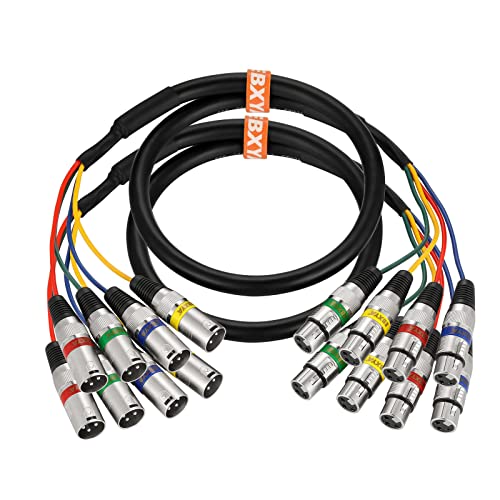 EBXYA 6ft 4 Channel Snake - Premium XLR Male to Female Snake Cable | 3-Pin Recording Snake Patch Cable for Live, Recording, Studios 2 Pack - size: 4-Channel 6 Feet