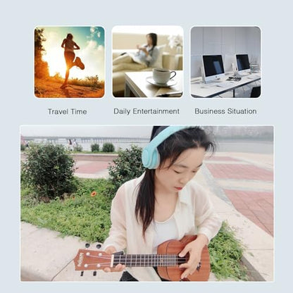 RAT TAIL V5.3 Bluetooth Headphones Over-Ear, Foldable Wireless and Wired Stereo Headset Micro SD/TF, FM for Cell Phone,PC,Soft Earmuffs &Light Weight for Prolonged Wearing (Blue) - color: Blue