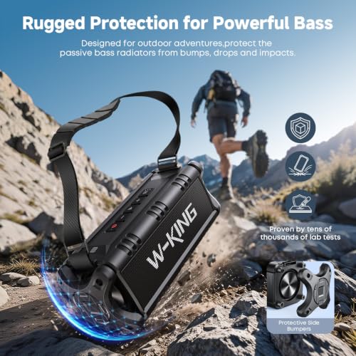 W-KING Bluetooth Speaker, 90W Max Loud IPX6 Waterproof Portable Speaker, 50W Deep Bass/Subwoofer *2/40H/EQ/TF/AUX, 105dB Large Boombox Outdoor Speakers Bluetooth Wireless for Party/Camping/Jobsite - color: ALL-BLACK