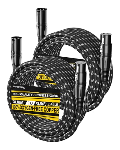 XLR Cables 25ft 2Pack, Durable Nylon Braided XLR Microphone Cable - size: 25 FT