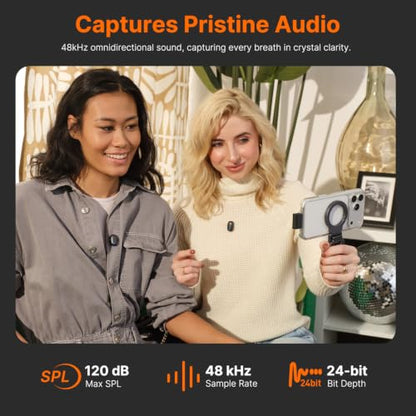 Saramonic Air SE Wireless Mini Microphone for iPhone 17/16/15 & Android, 48kHz/24-bit, AI Noise Cancellation, Clip on Content Creator Microphones for Interview YouTube TikTok Vlogging (2TX + USB-C RX)