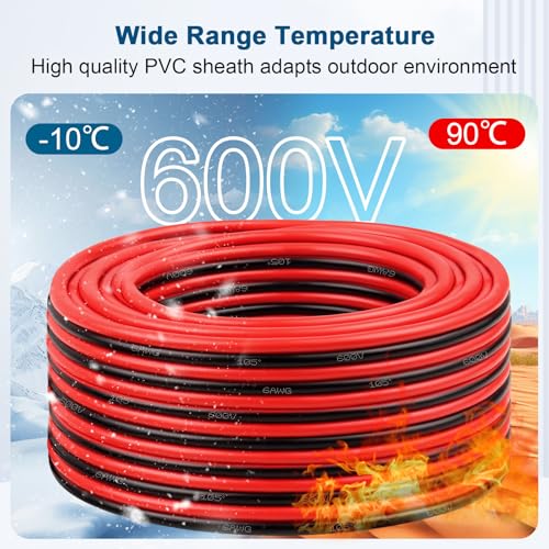 6 Gauge Wire 2 Conductors Copper Wire, 6 AWG Battery Cable Oxygen Free Copper Wire for Solar Panel, Automotive, Trailer, RV and Speaker (6 Gauge 30FT) - size: 30 FT, style: 6 AWG