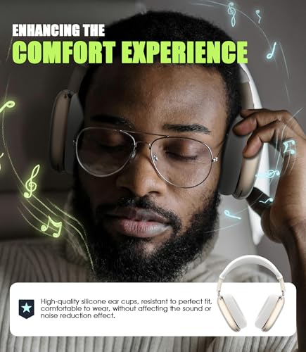 4 in 1 Case Cover for AirPods Max 2/1 (White) | Headband/Ear Cups/Ear Pads Cover, All-Round Protection Soft Silicone and Clear TPU Headphone Case for AirPods Max 2 - color: Clear White