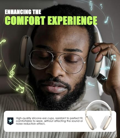 4 in 1 Case Cover for AirPods Max 2/1 (White) | Headband/Ear Cups/Ear Pads Cover, All-Round Protection Soft Silicone and Clear TPU Headphone Case for AirPods Max 2 - color: Clear White
