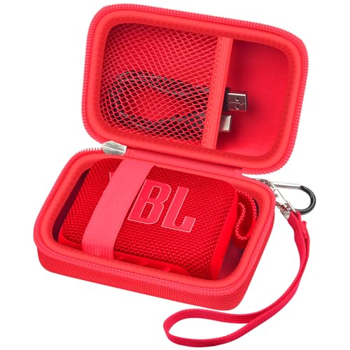 Speaker Case for JBL Go 5/4/3, Case Only | Hard Case, Mesh Pocket for Charging Cable, Compact Travel Carry, Speaker Not Included, Red - color: Red