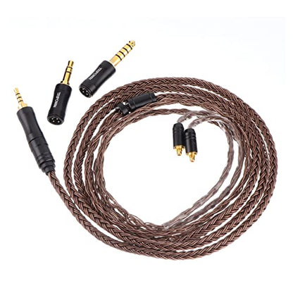 Linsoul Tripowin Amber 32AWG OFC Oxygen Free Cable HiFi IEM Cable with Interchangeable 2.5mm/3.5mm/4.4mm Plug, PVC Sleeve Replacement Cable for Audiophile(MMCX) - size: MMCX