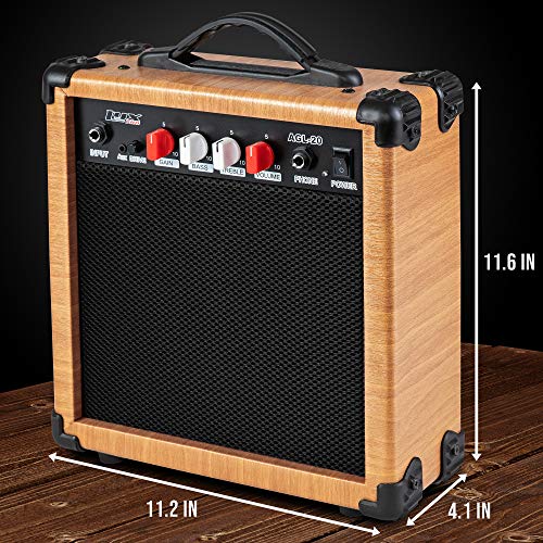 LyxPro Electric Guitar Amp 20 Watt Amplifier Built In Speaker Headphone Jack And Aux Input Includes Gain Bass Treble Volume And Grind - Natural - color: Natural, size: 20 Watt