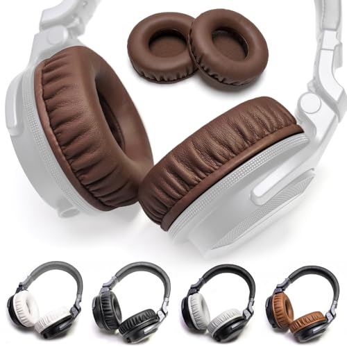 Soft Protein Leather Ear Pads for Pioneer HDJ CUE1 Cue One, HDJ500 DJ Headphone (Brown) - color: Brown