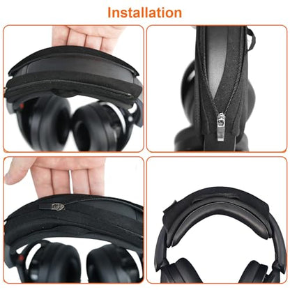 Adhiper Universal Headphone Headband Cover + Removable Headband Cushion - color: Black with Foam Cushion