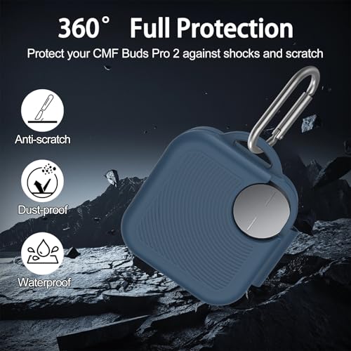 for CMF Buds Pro 2 Case Cover, Soft Silicone Protective Earbuds Case, Only Compatible with CMF Buds Pro 2, Headphones Case with Carabiner Accessories Set(Blue) - color: Blue