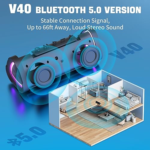 Vanzon Bluetooth Speakers V40 Portable Wireless Speaker V5.0 with 24W Loud Stereo Sound, TWS, 24H Playtime & IPX7 Waterproof, Suitable for Travel, Home&Outdoors - color: Gray