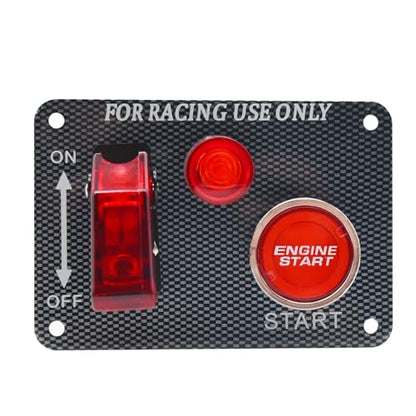 12V Ignition Switch Panel, Race Car Ignition Switches with Push Button Engine Starter Switch Panel, Racing Switch Panel Carbon Fiber LED Ignition Toggle Switches Panel 2 in 1 for RV Truck | Engine Starter Switch Panel, Racing Switch Panel Carbon Fiber LED