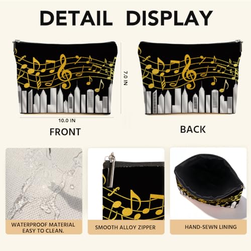 JIUWEIHU Piano Keys Makeup Bag, Musical Cosmetic Bags Travel Organizer Bag | Zipper Pouch, Christmas Birthday Gifts for Pianist Music Lover Women Friend Colleague Sister Musicians - color: Multicolor 0064