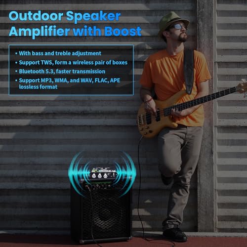 ZK-1001U Amp Bluetooth 5.3 Mono Amplifier Board Mini Audio Amps with TWS | 100W Amp with Boost for Home Outdoor DIY Speakers with 100W Power Output, Treble & Bass,USB/AUX/BT Input, DC 9-24V - color: Black4 ZK-1001U