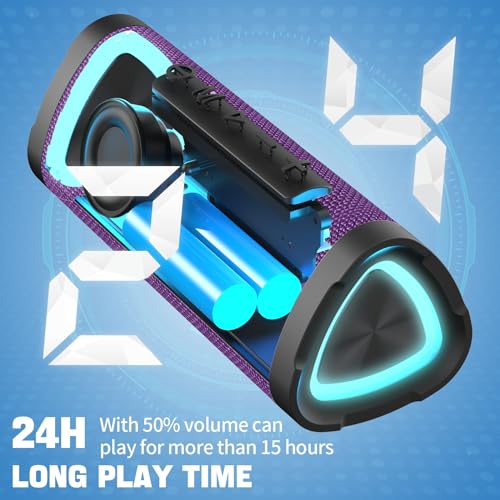 Vanzon Bluetooth Speakers V40 Portable Wireless Speaker V5.0 with 24W Loud Stereo Sound, TWS, 24H Playtime & IPX7 Waterproof, Suitable for Travel, Home&Outdoors,Hij-Purple - color: Purple