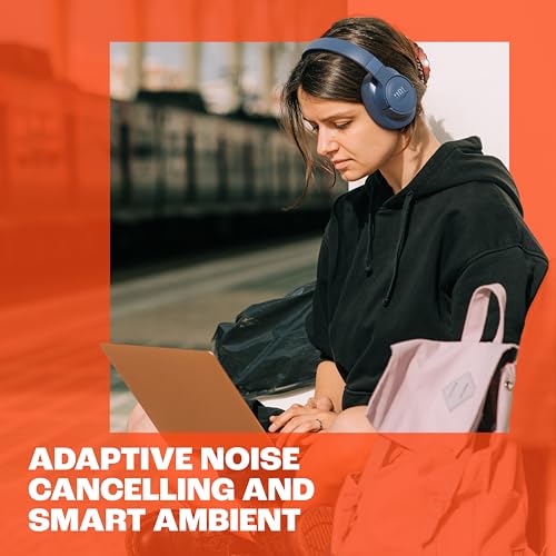 JBL Tune 770NC - Adaptive Noise Cancelling with Smart Ambient Wireless Over-Ear Headphones, Bluetooth 5.3, Lightweight and Foldable Design (Blue) (Renewed)
