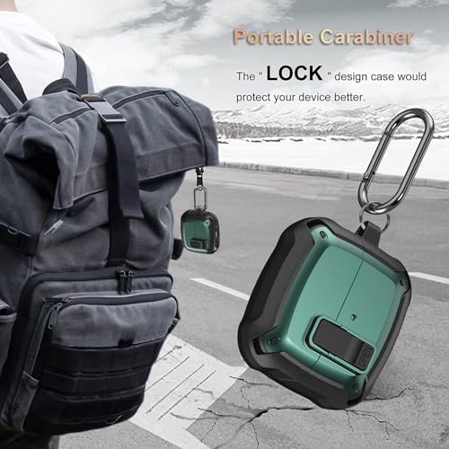 Galaxy Buds 3 Pro/3/3 FE Case Cover with Secure Lock Clip, Shockproof Samsung Galaxy Buds3/3 Pro 2024/3 FE 2025 Protective Hard Cover Shell with Carabiner&Cleaner kit for Men Women, Black/Green - color: Black/Green