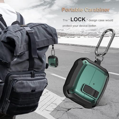 Galaxy Buds 3 Pro/3/3 FE Case Cover with Secure Lock Clip, Shockproof Samsung Galaxy Buds3/3 Pro 2024/3 FE 2025 Protective Hard Cover Shell with Carabiner&Cleaner kit for Men Women, Black/Green - color: Black/Green