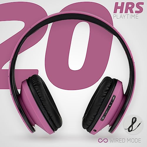 PowerLocus Bluetooth Over-Ear Headphones, Wireless Stereo Foldable Headphones Wireless and Wired Headsets with Built-in Mic, Micro SD/TF, FM for iPhone/Samsung/iPad/PC (Purple) - color: Purple