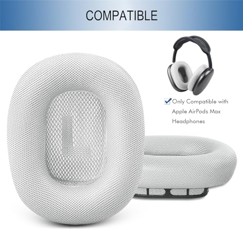 GEVO Upgraded Ear Cushions Replacement Earpads for AirPods Max 1 & 2 Headphones, Protein Leather Ear Pads Ear Covers Cups with Memory Foam and Magnet for AirPods Max 1 & 2 (Silver) - color: Silver