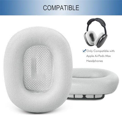 GEVO Upgraded Ear Cushions Replacement Earpads for AirPods Max 1 & 2 Headphones, Protein Leather Ear Pads Ear Covers Cups with Memory Foam and Magnet for AirPods Max 1 & 2 (Silver) - color: Silver