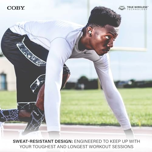 Coby TruFit Lightweight True Wireless Earbuds with Charging Case - Bluetooth 5.3 Music Controls, Call Functions, 16 Hour Battery Life for iPhone 13/12 / 11 / SE/X / 8/7 and Android (White) - color: White, size: 1