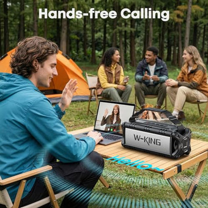 W-KING Bluetooth Speaker Loud, 90W Max IPX6 Waterproof Portable Outdoor Speaker, 50W Deep Bass Subwoofer/40H/EQ/Dual Pairing/TF/AUX, Large Boombox Wireless Speakers for Home, Party, Camping, Beach - color: BLACK