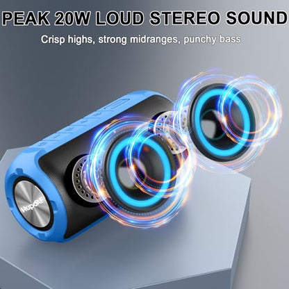 Hupoaf Bluetooth Speaker, 2026 New Portable Wireless Speaker with 6D Loud Sound, IPX7 Waterproof Stocking Stuffers, HD Call, RGB Lights, 12H Playtime for Home/Party/Outdoor/Beach, White Elephant Gift - color: Light Blue