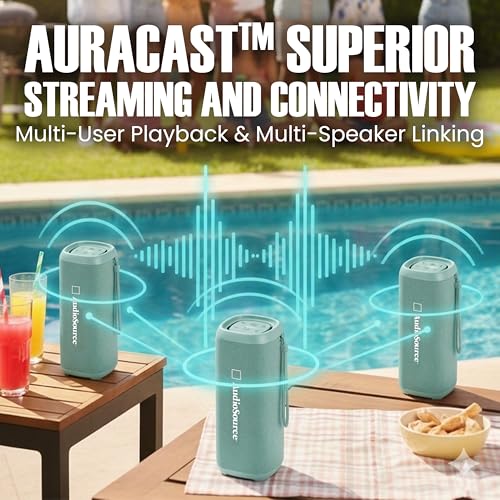 Audiosource Portable Bluetooth Speaker, 30W Loud Sound, Dual Passive Radiators for Deep Bass, Bluetooth 5.4, Auracast Multi-Speaker Pairing, IP67 Waterproof, 200ft Range, 12H Battery (Sea Foam) - color: Sea Foam