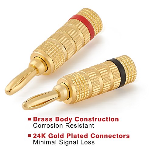 WGGE WG-3333 24k Gold Plated Speaker Banana Plugs-Closed Screw Type (5 Pairs (10 Plugs)) - size: 5 Pairs (10 PLUGS)