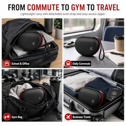 COMECASE Case for Beats Solo 4/Studio Pro Headphones with Mesh Pocket | Water-Resistant Hard Shell, Mesh Pocket for Cables, Travel Storage, Fits Solo 2/3, Solo Pro and Studio3, Black+Red Zipper - color: Black