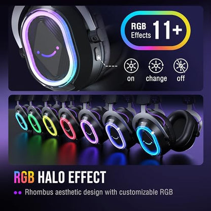 FIFINE Wired Gaming Headsets: 7.1 Surround Sound - Vibrant Customizable RGB - Game/Chat Balance, USB Gamer Headphones with Noise Canceling Microphone for PC, PS5/PS4, Laptop, Mac - AmpliGame H13BP | Large 50mm drivers, Crisp 7.1 Surround, Ergonomic Earpad