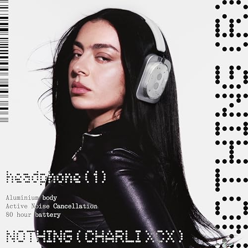 Nothing Headphone (1) Hybrid Active Noise Cancelling Headphones, Wireless Over-Ear Headphones with 6 Mics, 80Hrs Playtime, Hi-Res Audio, KEF-Tuned, Spatial Sound, Comfort Fit & Fast Charging Black - color: Black