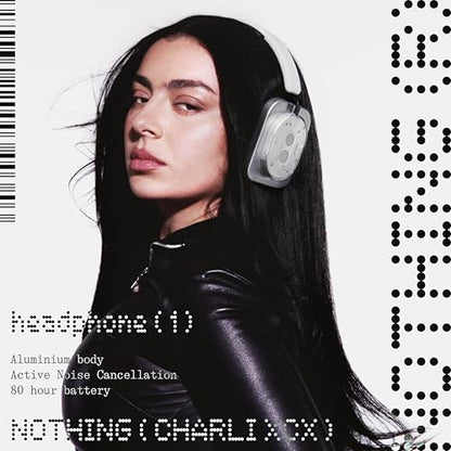 Nothing Headphone (1) Hybrid Active Noise Cancelling Headphones, Wireless Over-Ear Headphones with 6 Mics, 80Hrs Playtime, Hi-Res Audio, KEF-Tuned, Spatial Sound, Comfort Fit & Fast Charging Black - color: Black