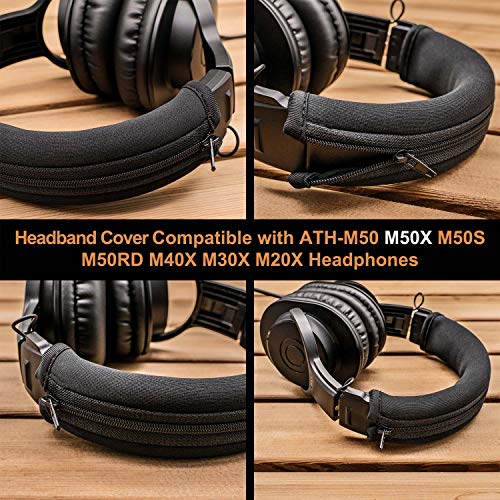 Replacement Headband Cover Compatible ATH M50X M50 M40X M40 M30X M20X Headphones (Black) - color: Black